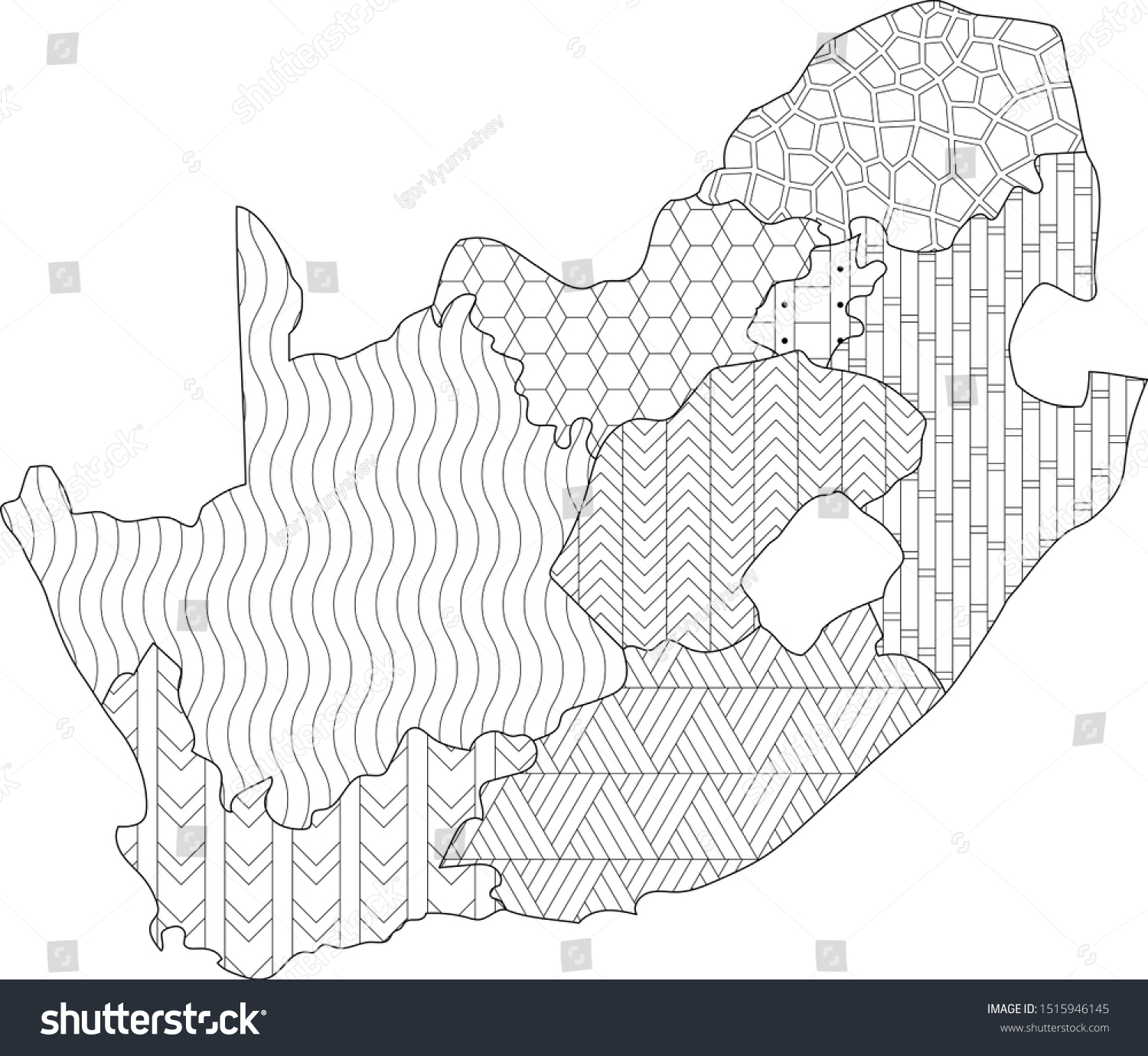 Coloring page south africa map administrative stock vector royalty free