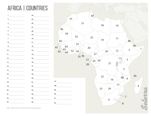 Africa countries printables