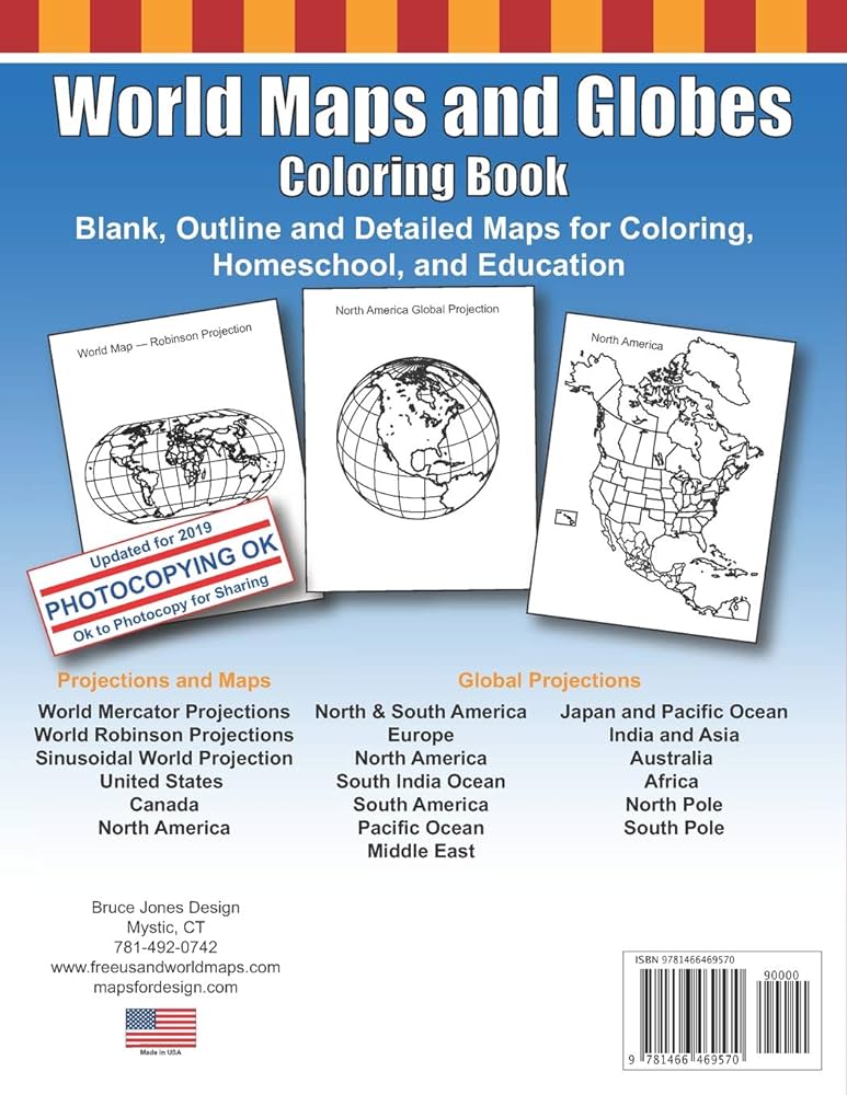 World maps and globes coloring book blank outline and detailed maps for coloring home school and education jones j bruce jones j bruce books