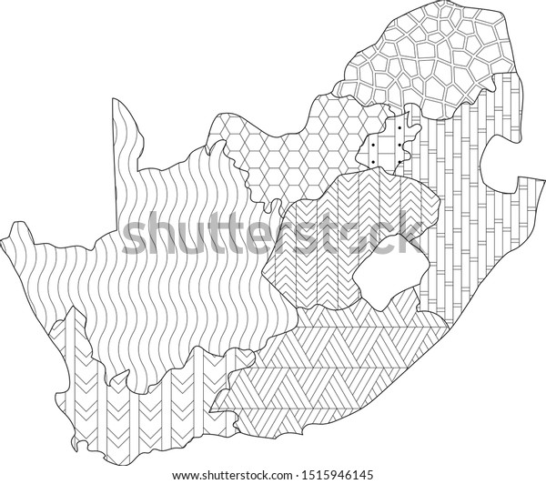 Coloring page south africa map administrative stock vector royalty free