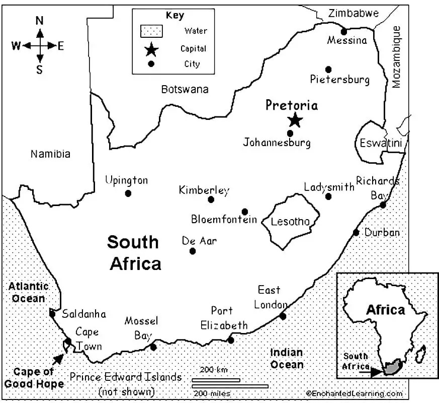 South africa map fãrbung seite