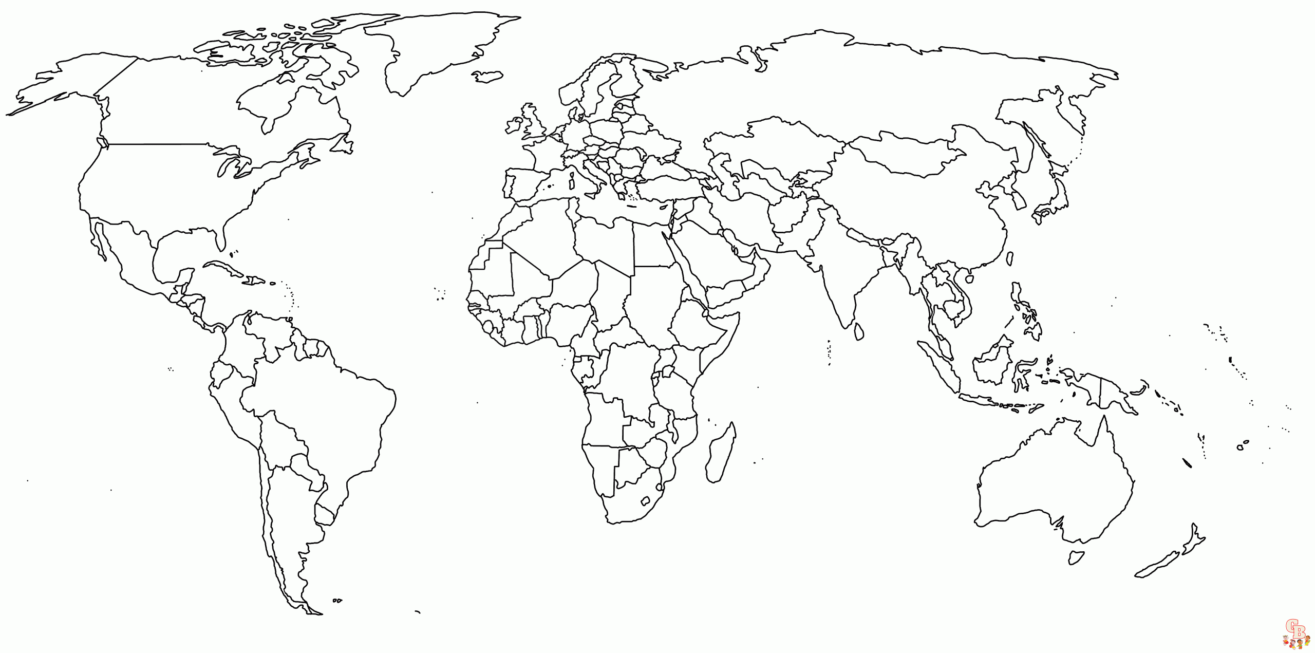 Explore the world with free world map coloring pages