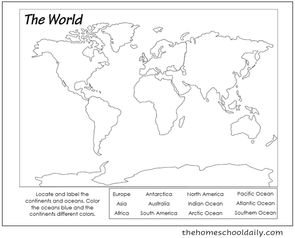 Free printable world maps activities