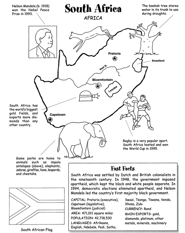 Wele to dover publications south africa flag flag coloring pages africa activities for kids