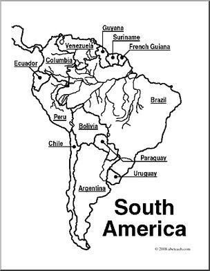 Clip art south america map coloring page labeled i
