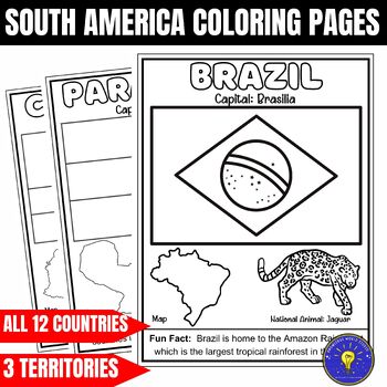 Geography of south america coloring pages flags