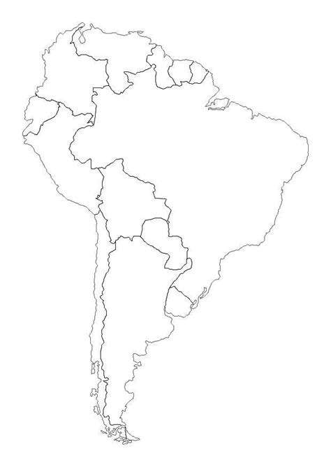 South america map louring pages