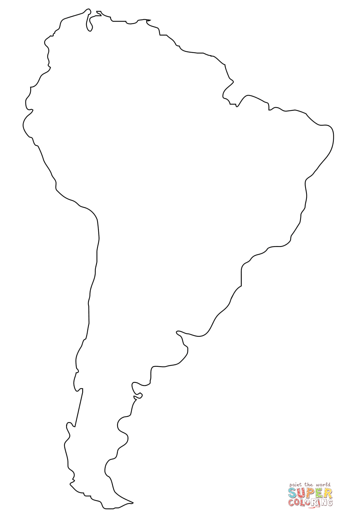 Outline map of south america coloring page free printable coloring pages