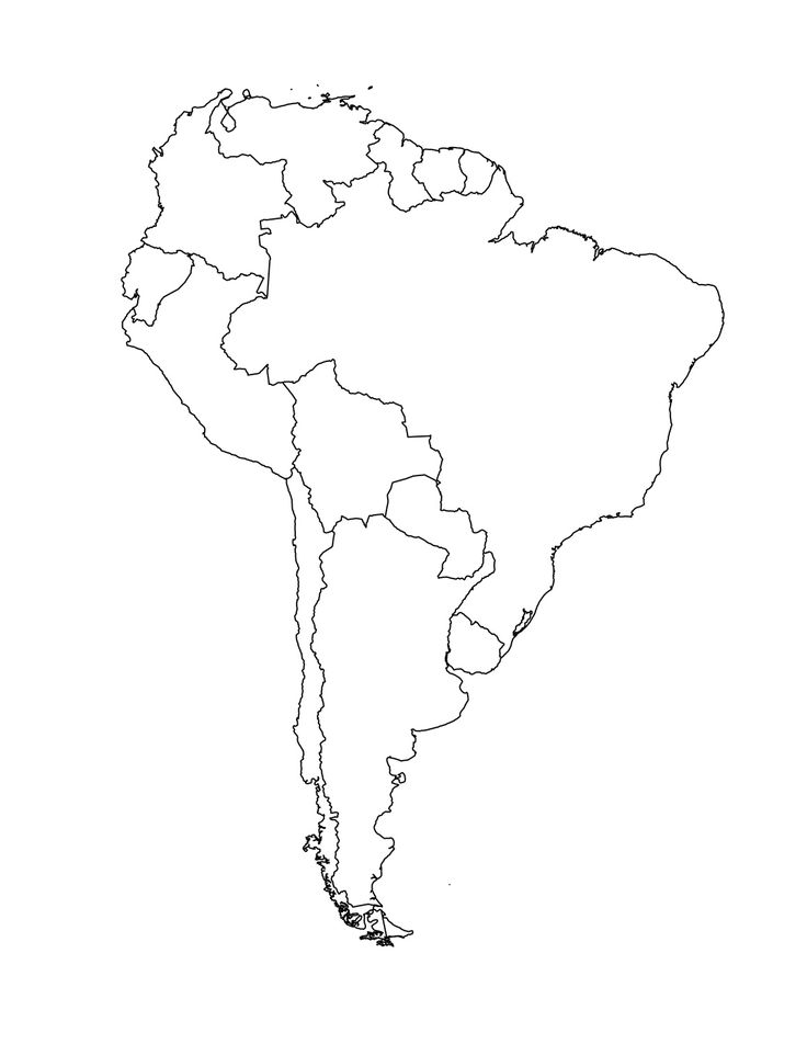 Blank map of south america template â tims printables south america map flag coloring pages america map