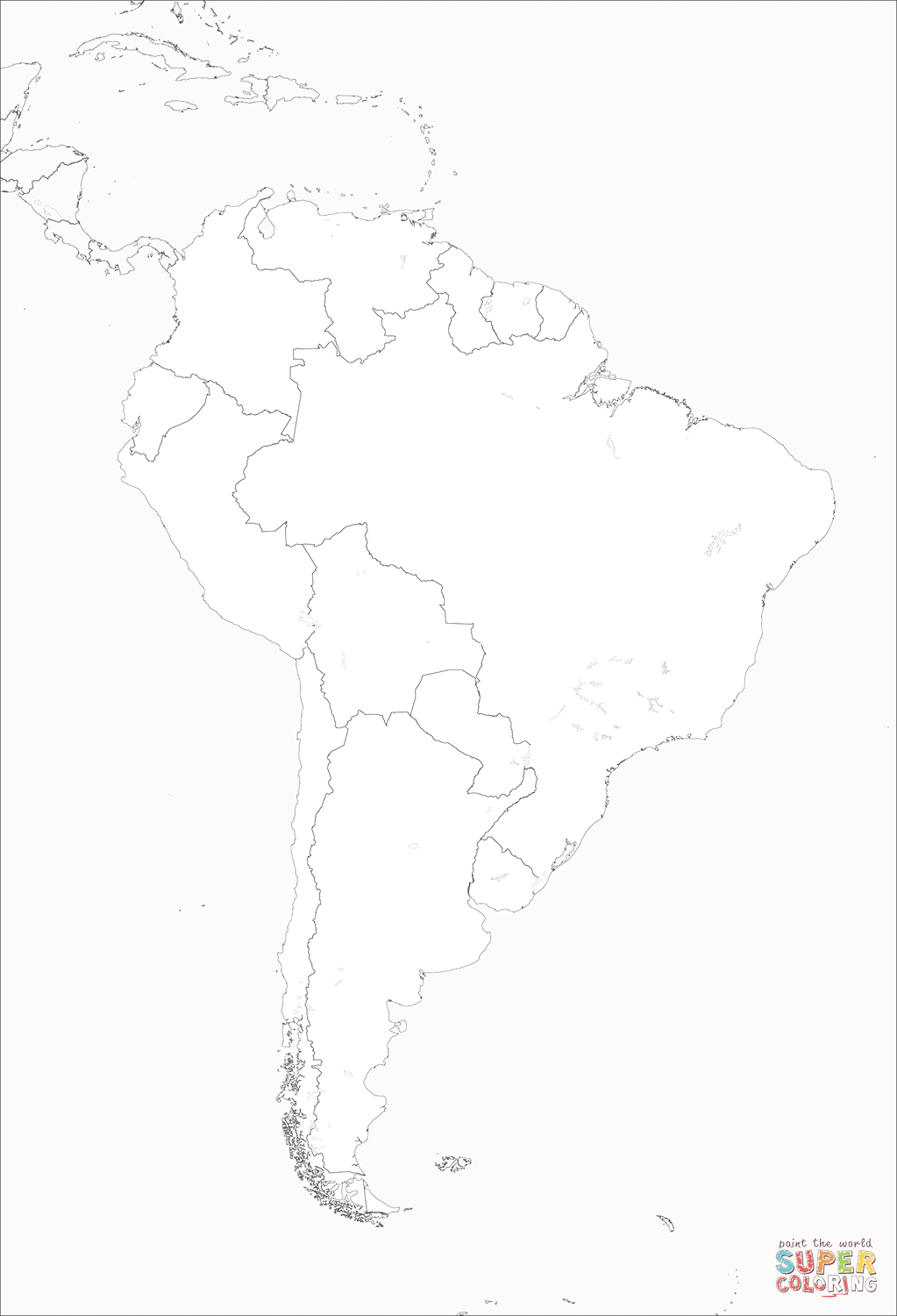 South america map coloring page free printable coloring pages