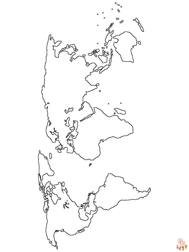 Explore the world with free world map coloring pages