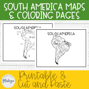 South america maps and coloring sheets black and white printable