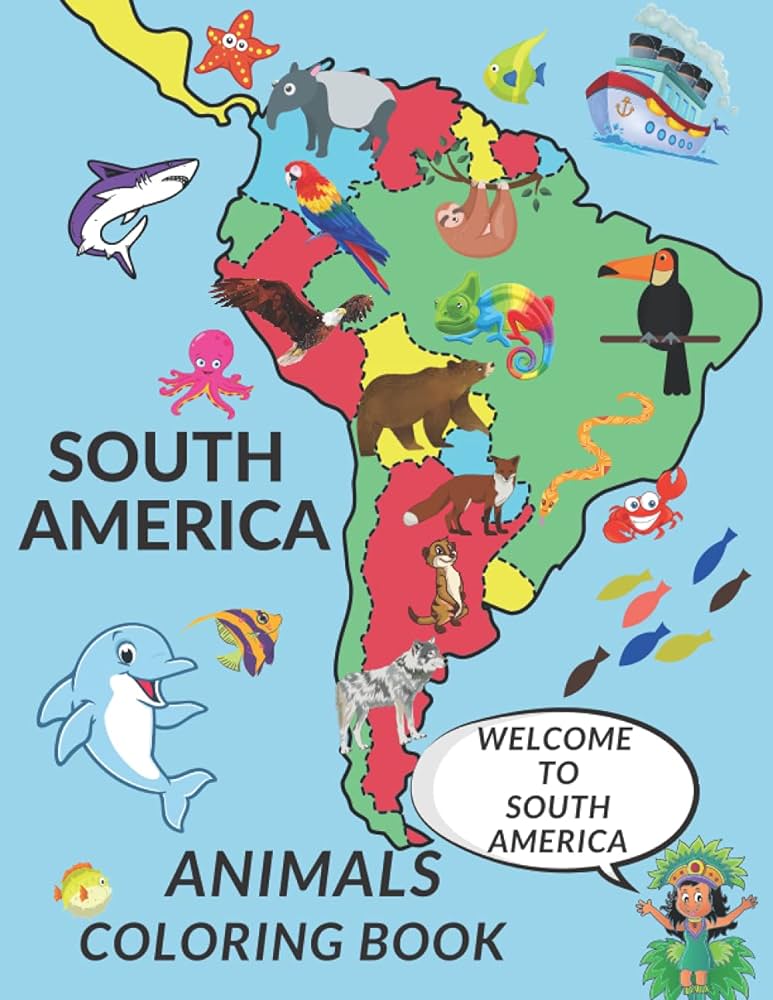 South america animals coloring book cute south america animals a perfect gift coloring pages for kids love animals cool hummingbird tucan tapir and more by zii zii