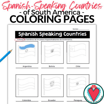 Spanish speaking countries flags south america coloring sheet hispanic heritage