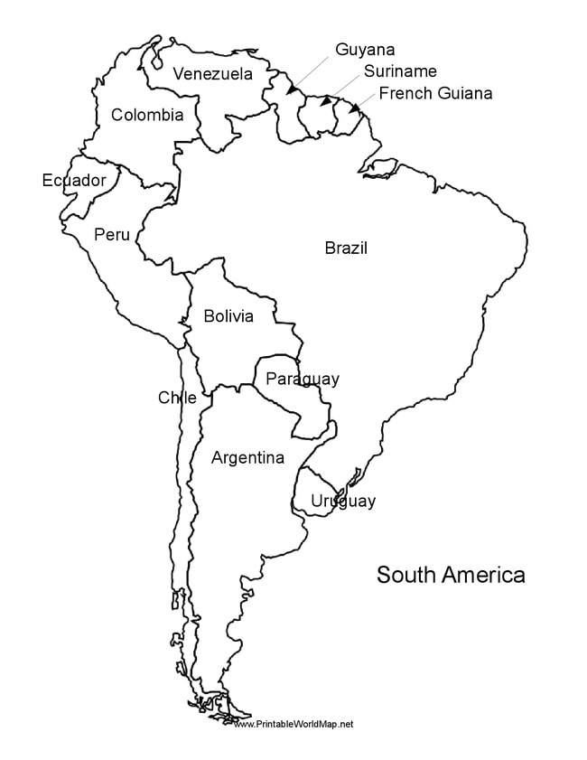 South america map fãrbung seite