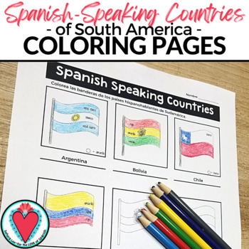 Spanish speaking countries flags south america coloring sheet hispanic heritage