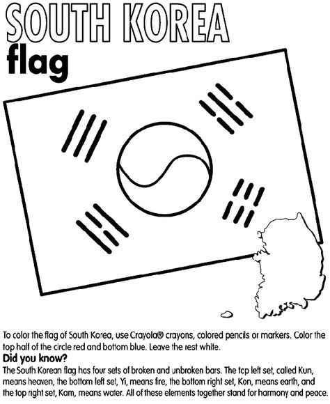 South korea flag colouring sheet for colouring during the closing ceremonies when they pass off to south kâ flag coloring pages south korea coloring pages