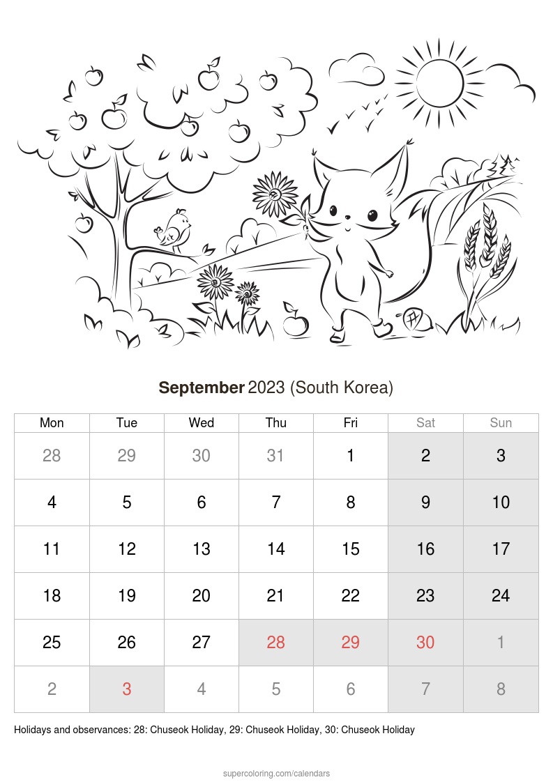 September calendar