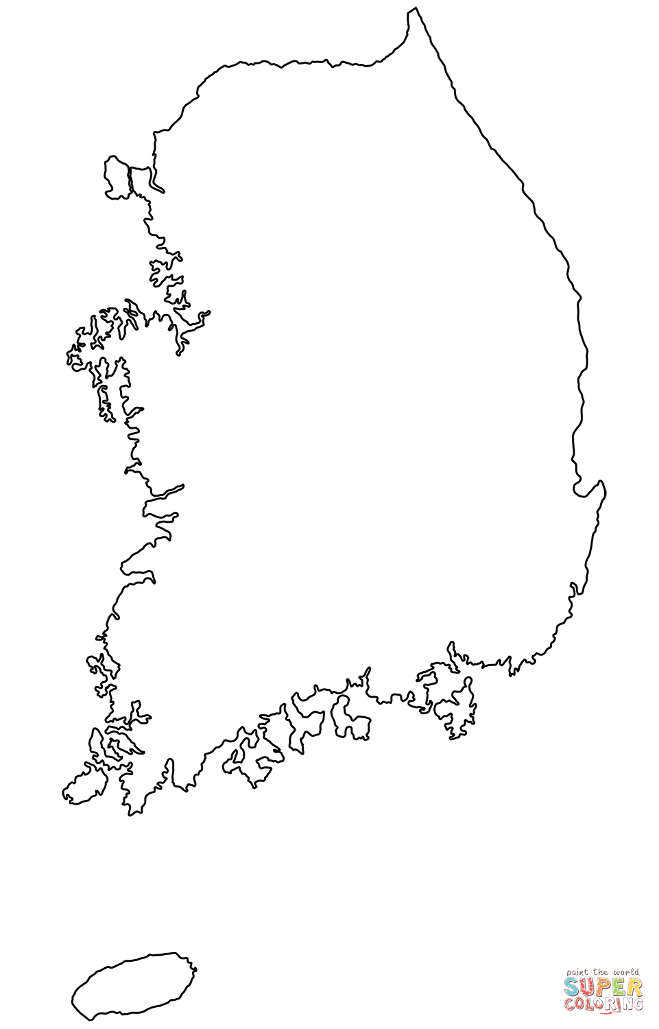 Outline map of south korea coloring page free printable coloring pages