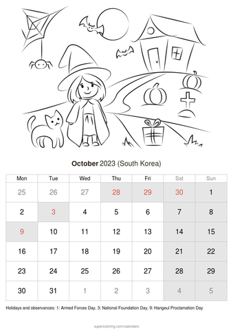 October calendar