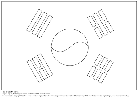 Flag of south korea coloring page free printable coloring pages