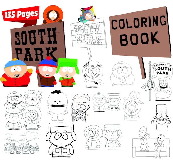 South park jumbo coloring book fun pages filled with characters and adventures kids adult art pdf instant download