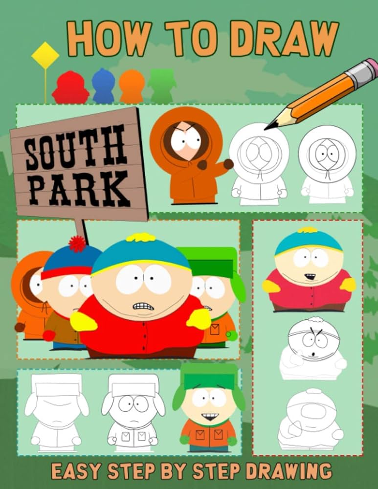 How to draw south park drawing characters and coloring with south park many pages bring happiness juichi ryåzaki books