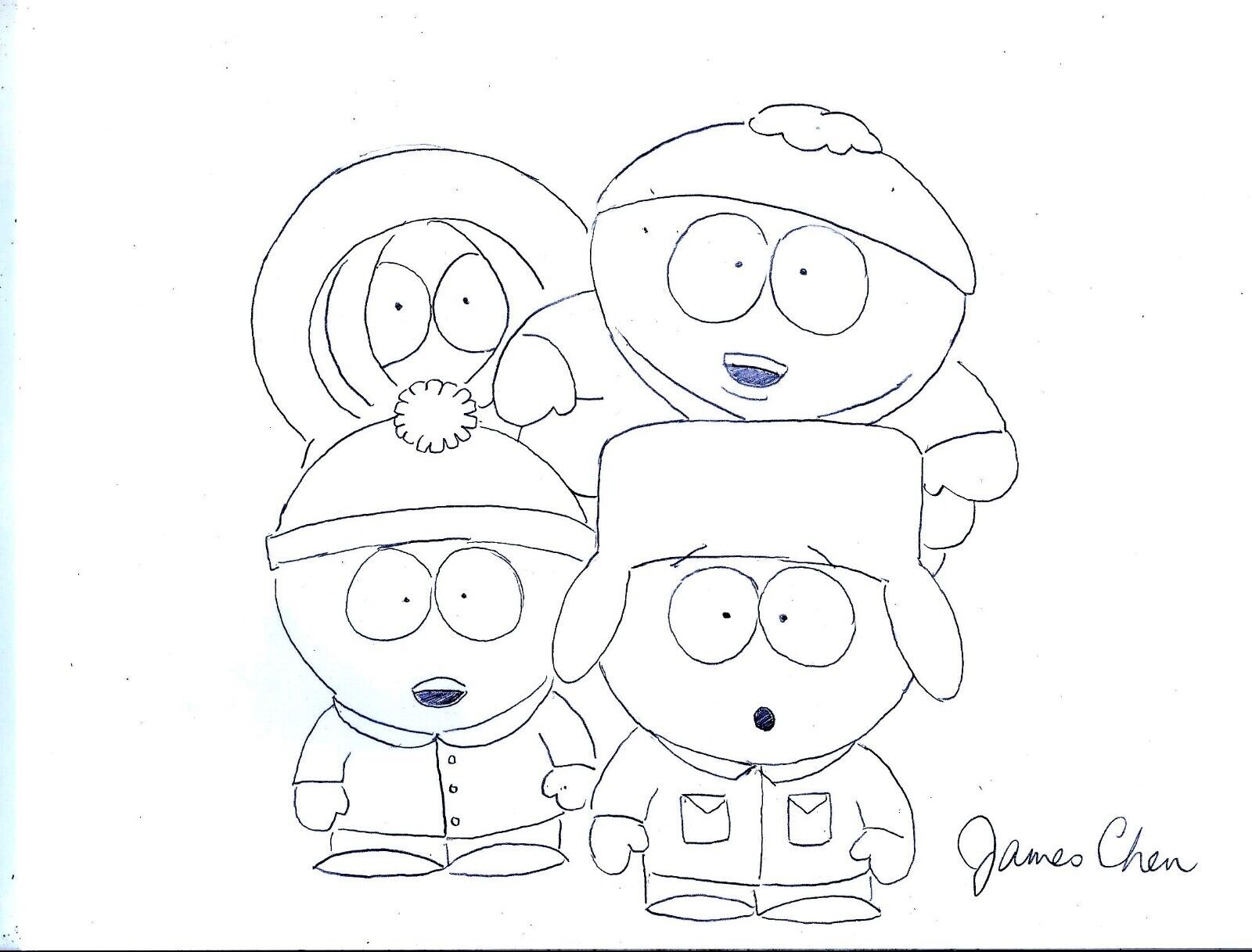 South park original comic art pencil sketch on rd stock