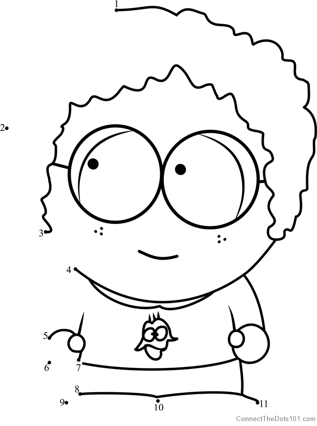 Dougie from south park dot to dot printable worksheet