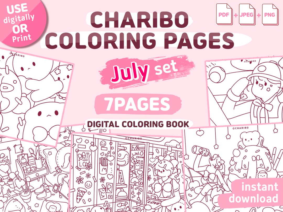 Charibo art july coloring book printable coloring page coloring page for procreate ipad coloring page