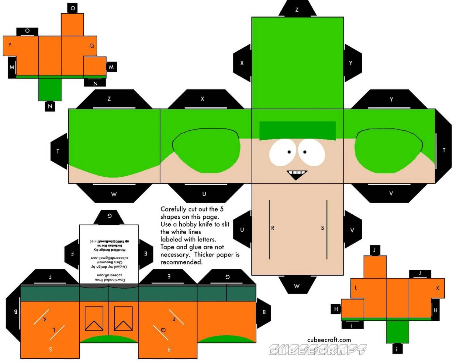 Kyle from south park paper toy free printable papercraft templates