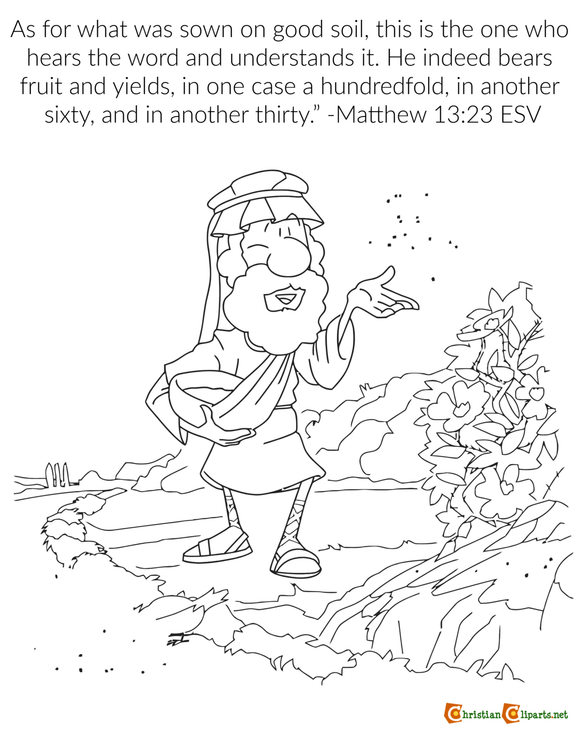 Coloring page on the parable of the sower