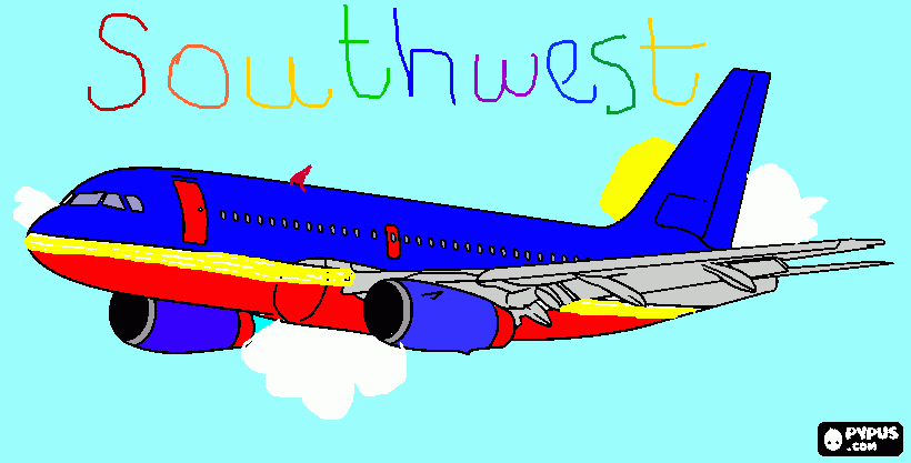 Southwest airpl coloring page printable southwest airpl