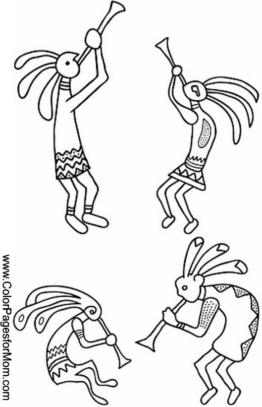 Southwestern native american coloring page kokopelli art native american symbols black and white art drawing