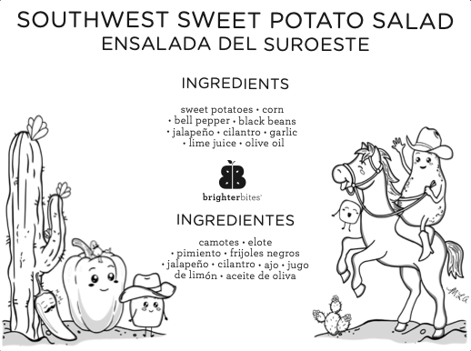 Southwest sweet potato salad coloring sheet