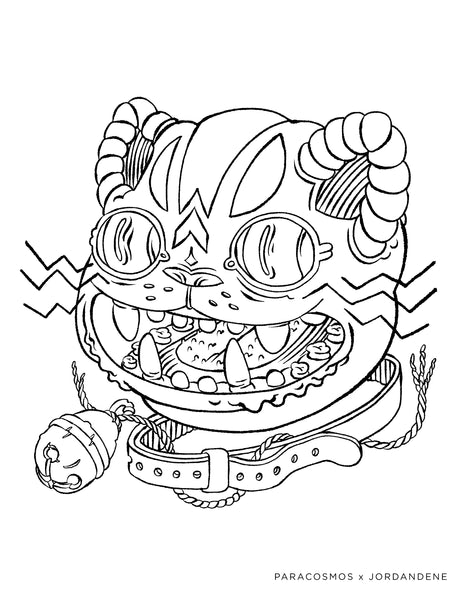 Space cat free coloring page â