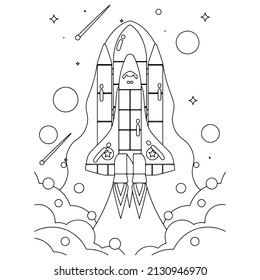 Space coloring pages kids printable stock vector royalty free