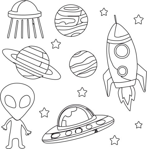 In outer space coloring page free printable coloring pages