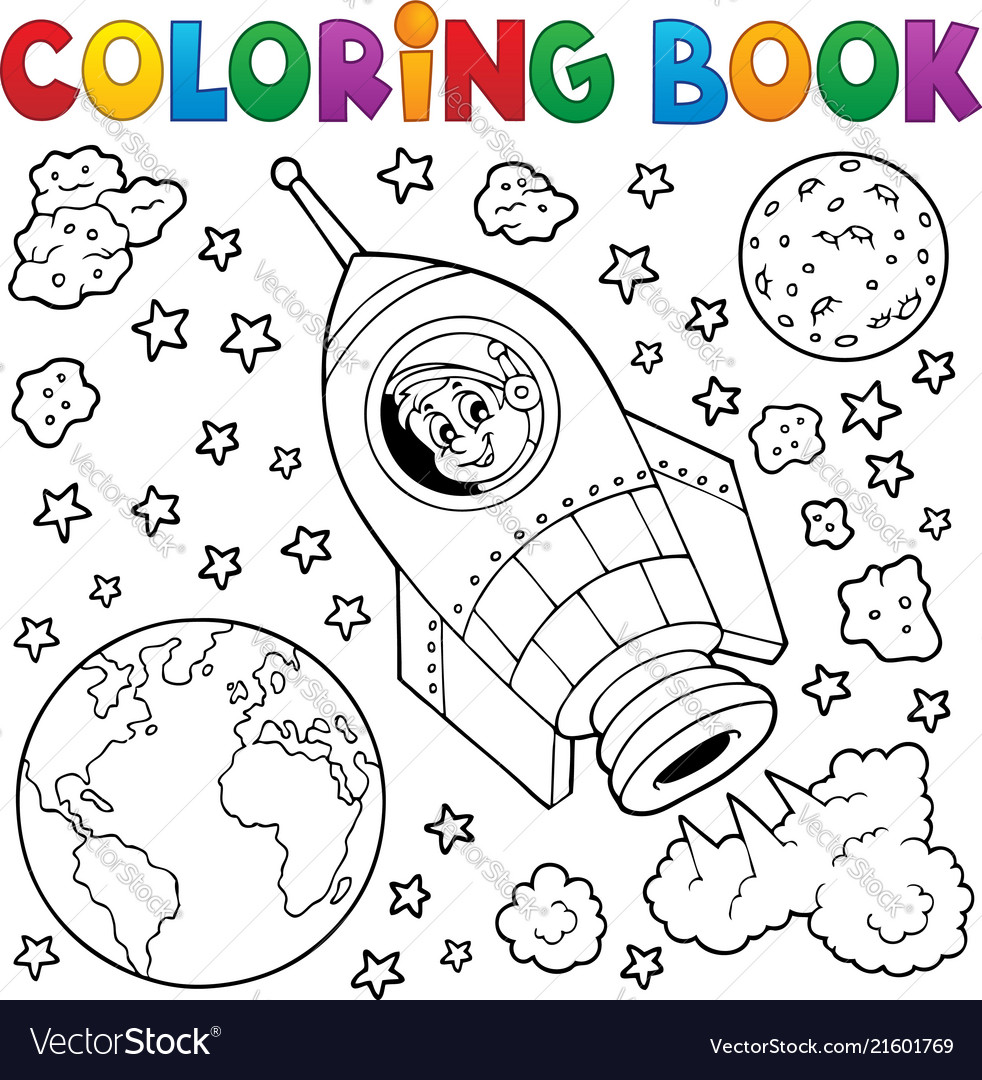 Coloring book space theme royalty free vector image