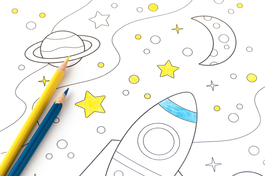 Printable space coloring page