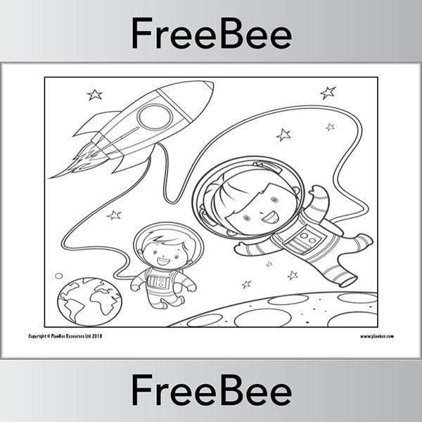 Free downloadable space colouring pages by