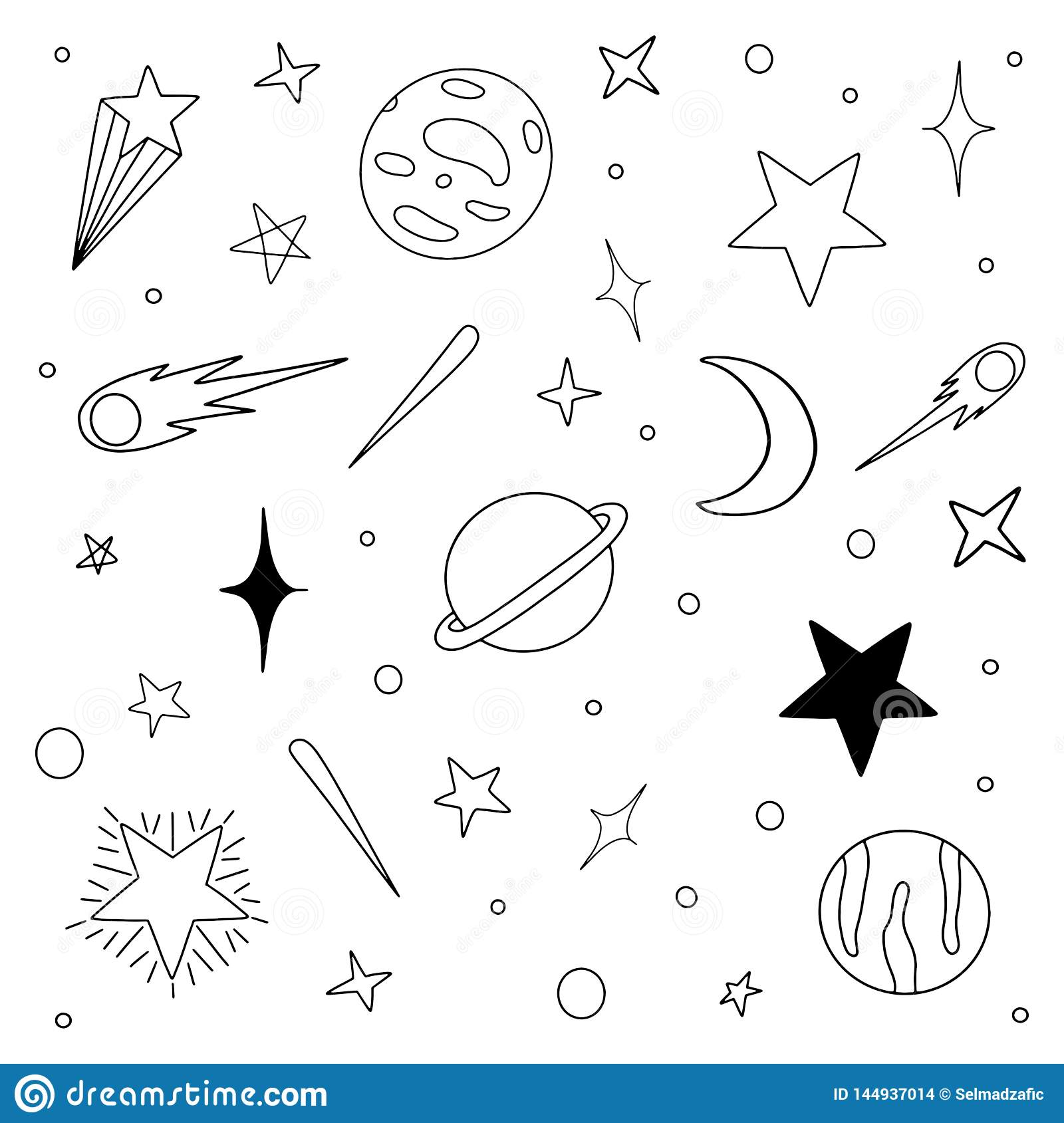 Vector Doodle Space Pattern Illustrations Kids Nursery, 44% OFF