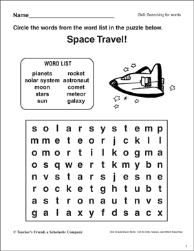 Space worksheets lesson plans for kids