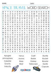 Printable space word search