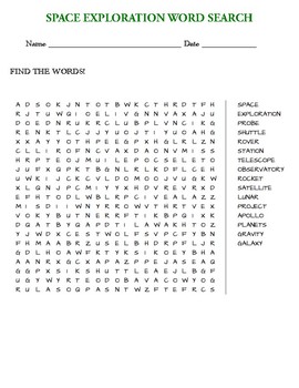 Space exploration word search by curts journey tpt