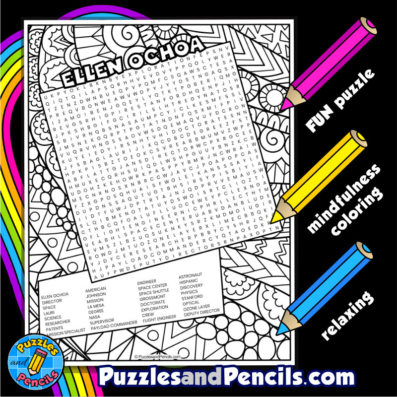 Ellen ochoa word search puzzle with coloring women in history wordsearch made by teachers