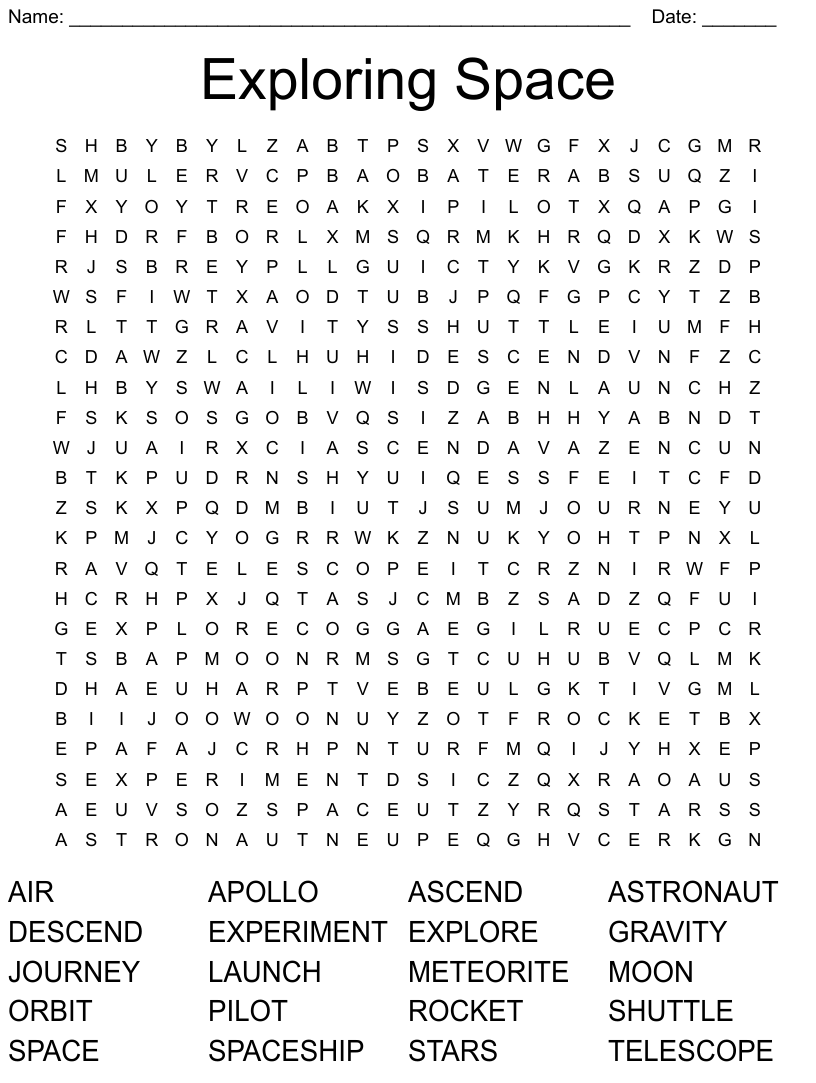 Exploring space word search