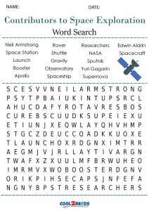 Printable space word search