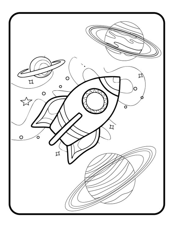 Space coloring pages outer space coloring book astronaut planet coloring pages kids coloring printable pages digital download