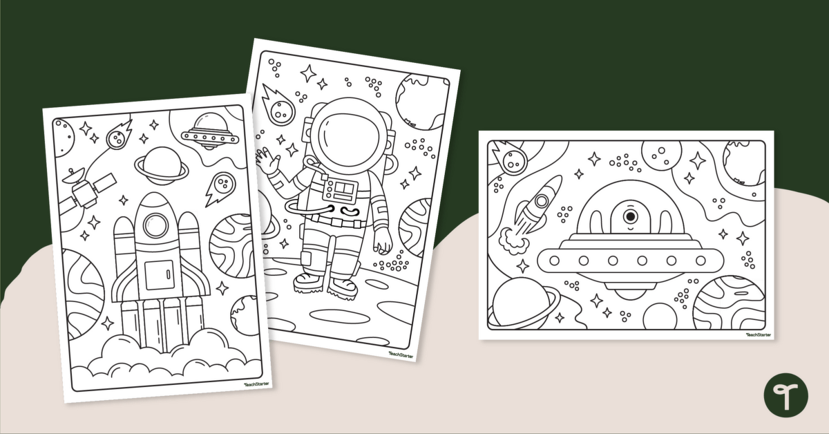 Space coloring pages teach starter